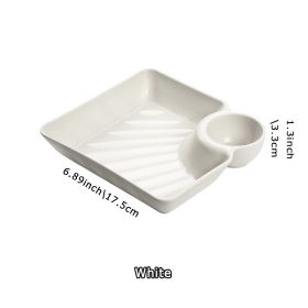 1pc Dumpling Plate With Sauce Dish; Potato; Water; Dumplings; Plate With Vinegar; Dinner Plate; Household Creative Square Serving Plate With Vine (Color: White, Quantity: 1pc)